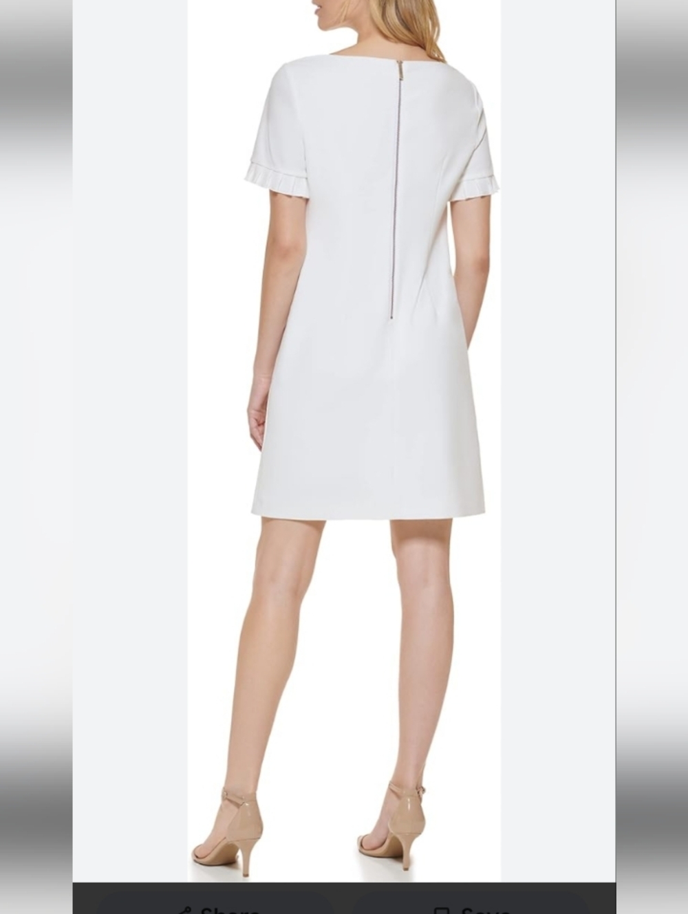 Tommy Hilfiger White Ladies dress With Ruffled Sleeve Trim- Size 12